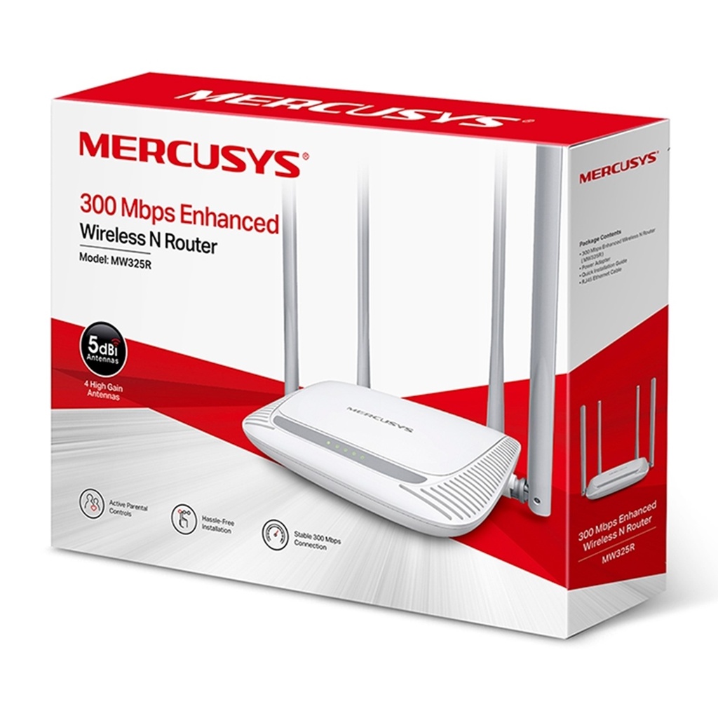 (MW325R) Mercusys - Router Inalambrico WiFi N 300Mbps 4 Antenas 5dBi