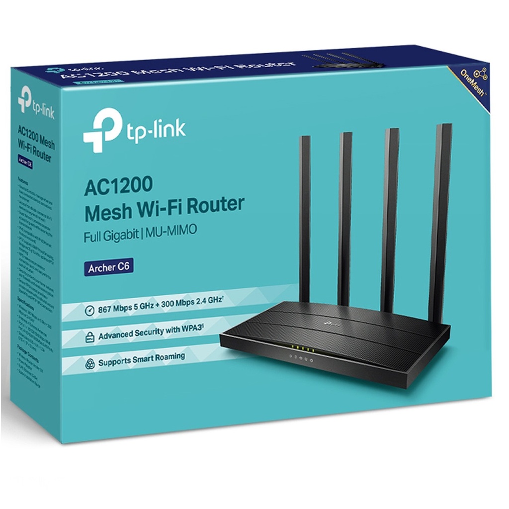 (C6-ARCHER) TP-Link - Router Inalambrico WiFi Doble Banda AC1200 MU-MIMO 4 Antenas