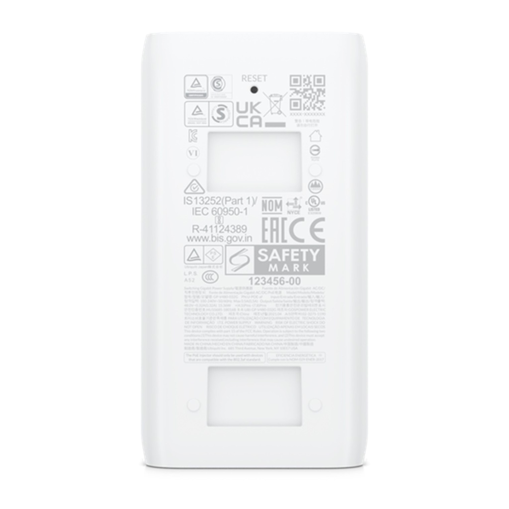 (U-POE-AF) Ubiquiti - Adaptador POE 48 VDC 0.32A Puerto Gigabit para Equipos UniFi (Blanco)