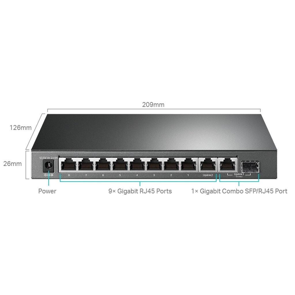 (TL-SG1210MPE) TP-Link - Switch 10 Puertos Gigabit + 8 Puertos POE 