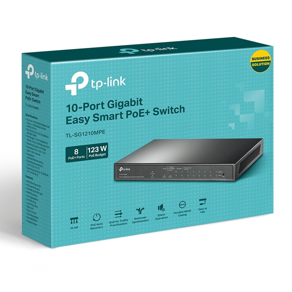 (TL-SG1210MPE) TP-Link - Switch 10 Puertos Gigabit + 8 Puertos POE 