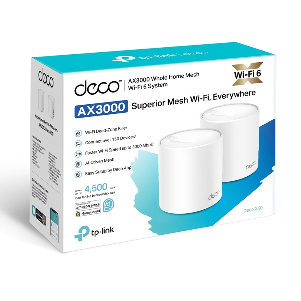 (DECO-X50-2PACK) TP-Link - Router Inalambrico WiFi Mesh Doble Banda AX3000 WiFi6 (2 Unidades)