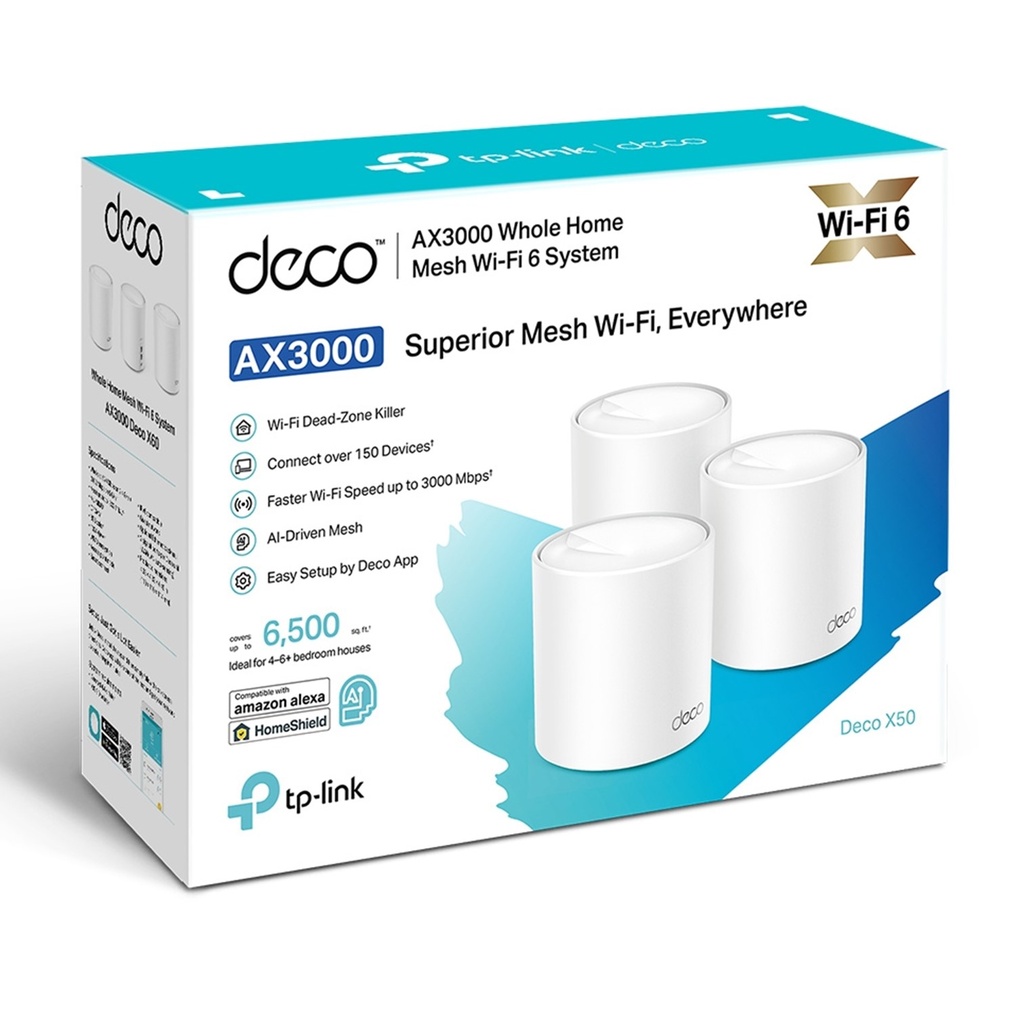 (DECO-X50-3PACK) TP-Link - Router Inalambrico WiFi Mesh Doble Banda AX3000 WiFi6 (3 Unidades)