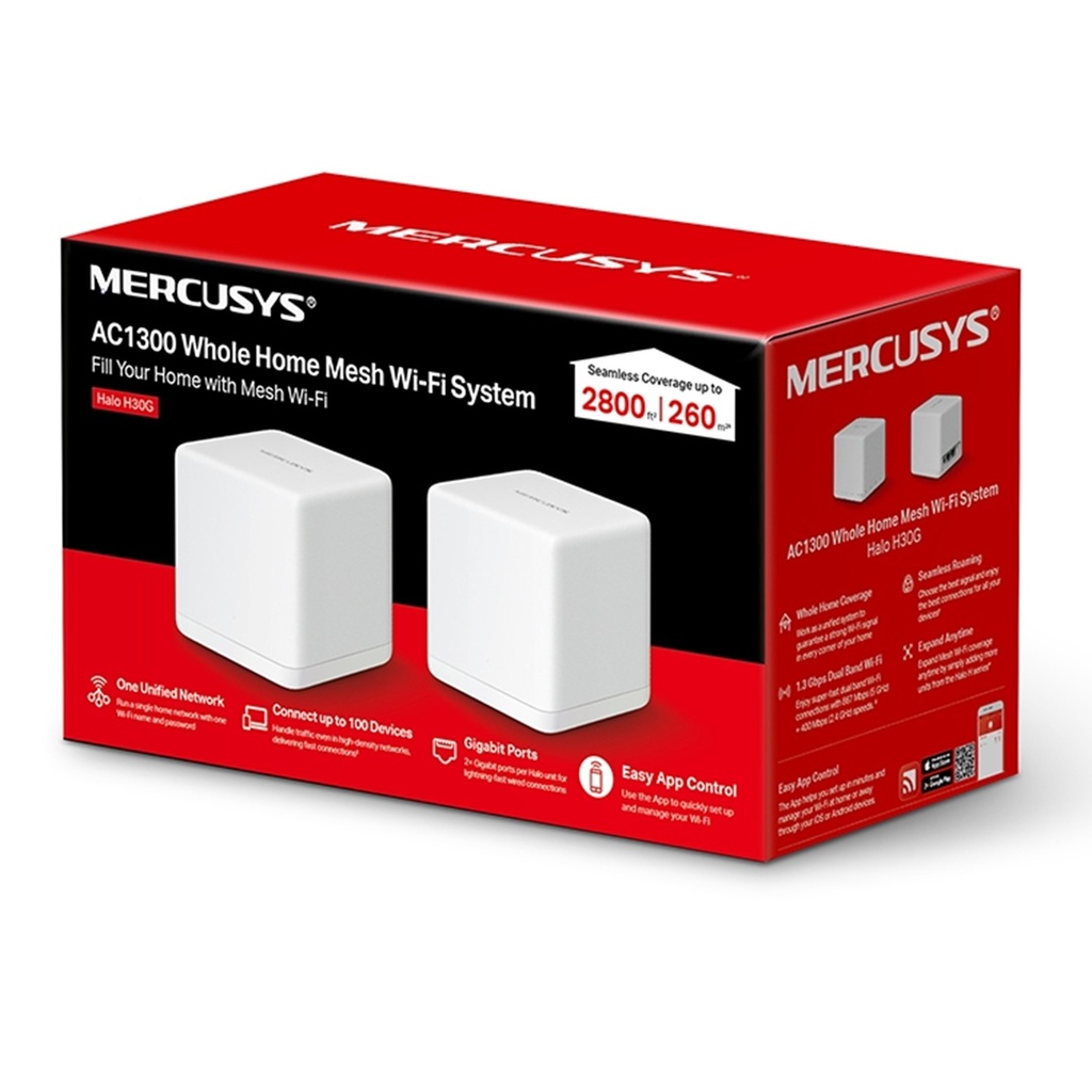 (HALO-H30G-2PACK) Mercusys - Router Inalambrico WiFi Mesh Doble Banda AC1300 (2 Unidades)