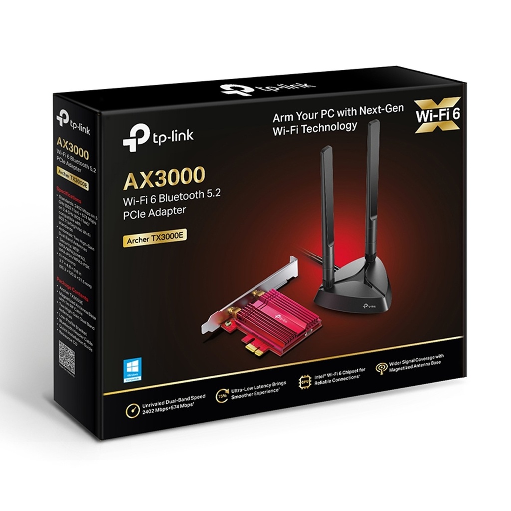 (TX3000E-ARCHER) TP-Link - Tarjeta Adaptador Inalambrico PCIe WiFi 6 Doble Banda AX3000 Bluetooth 5.2