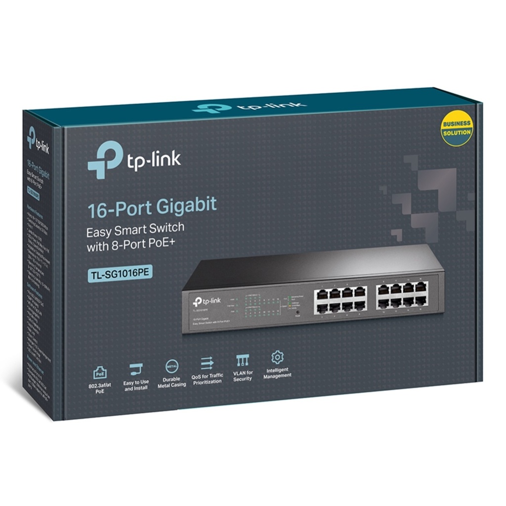 (TL-SG1016PE) TP-Link - Switch Easy Smart de 16 Puertos Gigabit con 8 Puertos POE Rackeable
