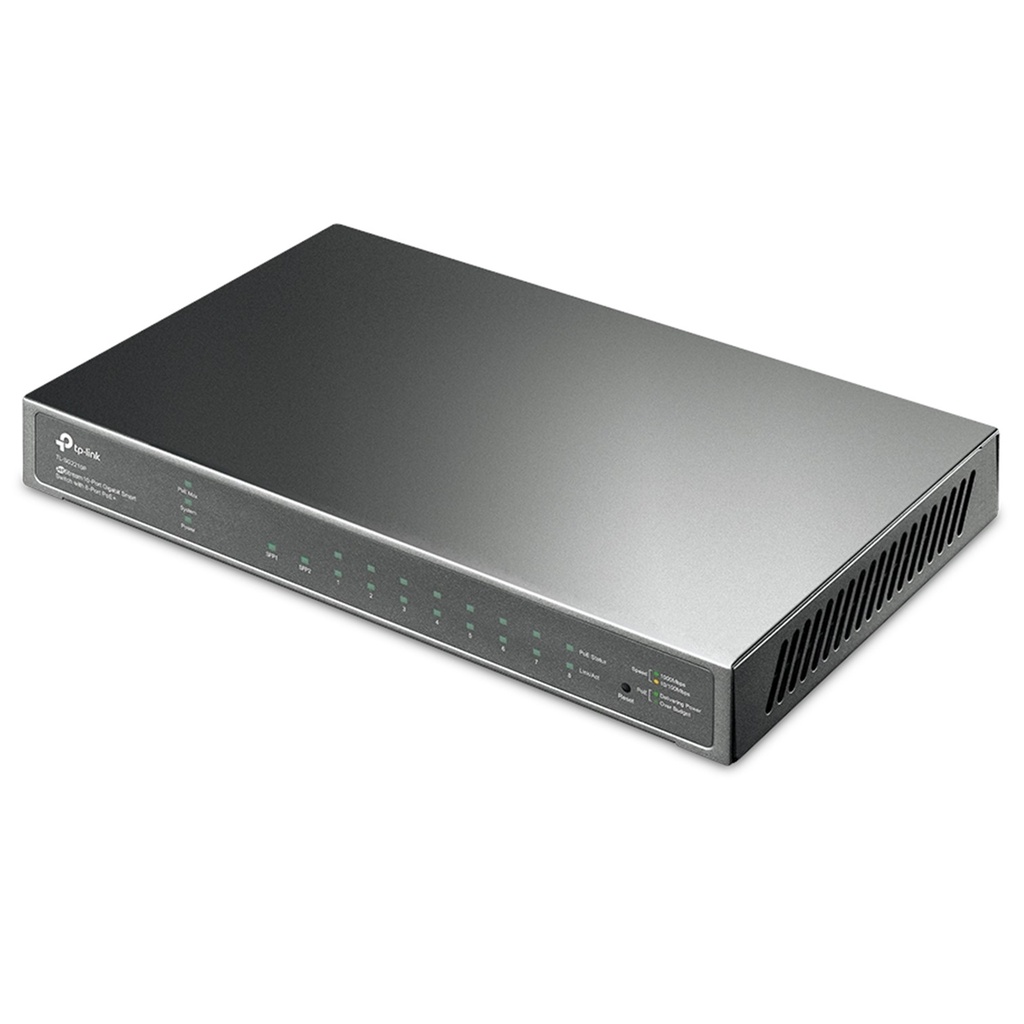 (TL-SG2210P) TP-Link - Switch de Escritorio Inteligente de 8 Puertos a Gigabit POE + 2 Puertos SFP Omada