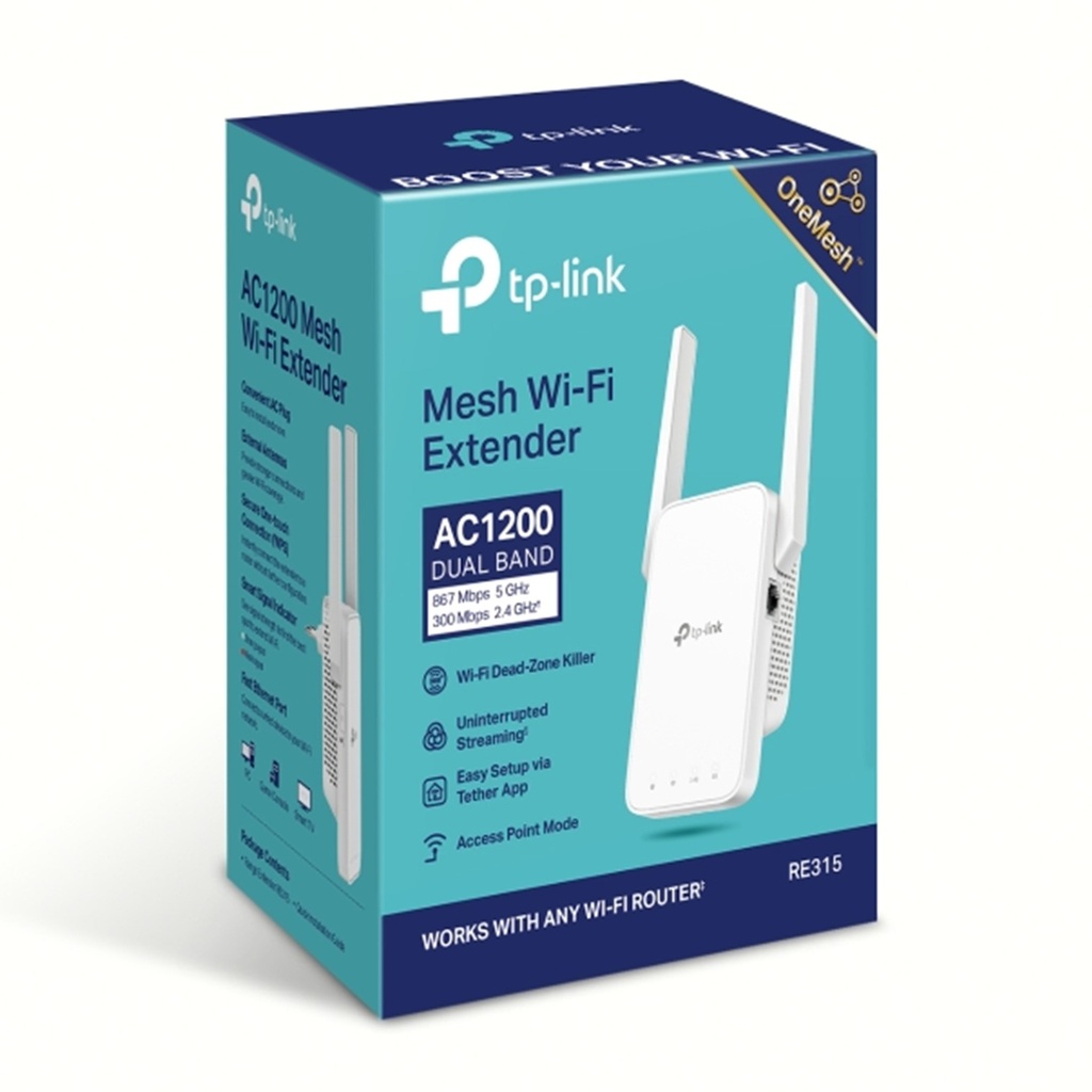 (RE315) TP-Link - Extensor de Rango WiFi Doble Banda AC1200 Mesh