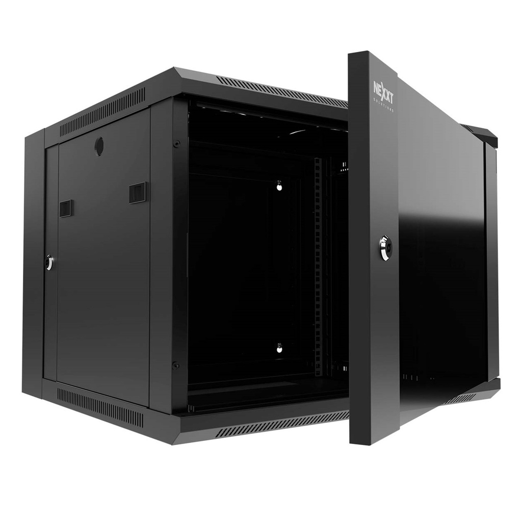 (AW222NXT02) Nexxt - Rack de Pared Cerrado Abatible con Puerta de Vidrio 9U 600x550mm