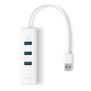 (UE330) TP-Link - Adaptador USB 2 en 1 con Hub de 3 Puertos USB 3.0 y Adaptador Ethernet Gigabit