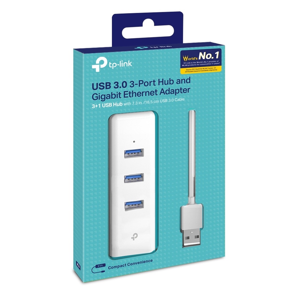 (UE330) TP-Link - Adaptador USB 2 en 1 con Hub de 3 Puertos USB 3.0 y Adaptador Ethernet Gigabit