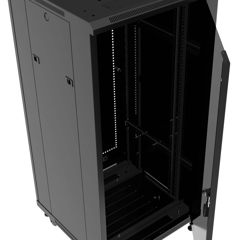 (AW222NXT11) Nexxt - Rack de Piso Cerrado con Puerta Frontal de Vidrio y Trasera de Malla 27U 600x600mm
