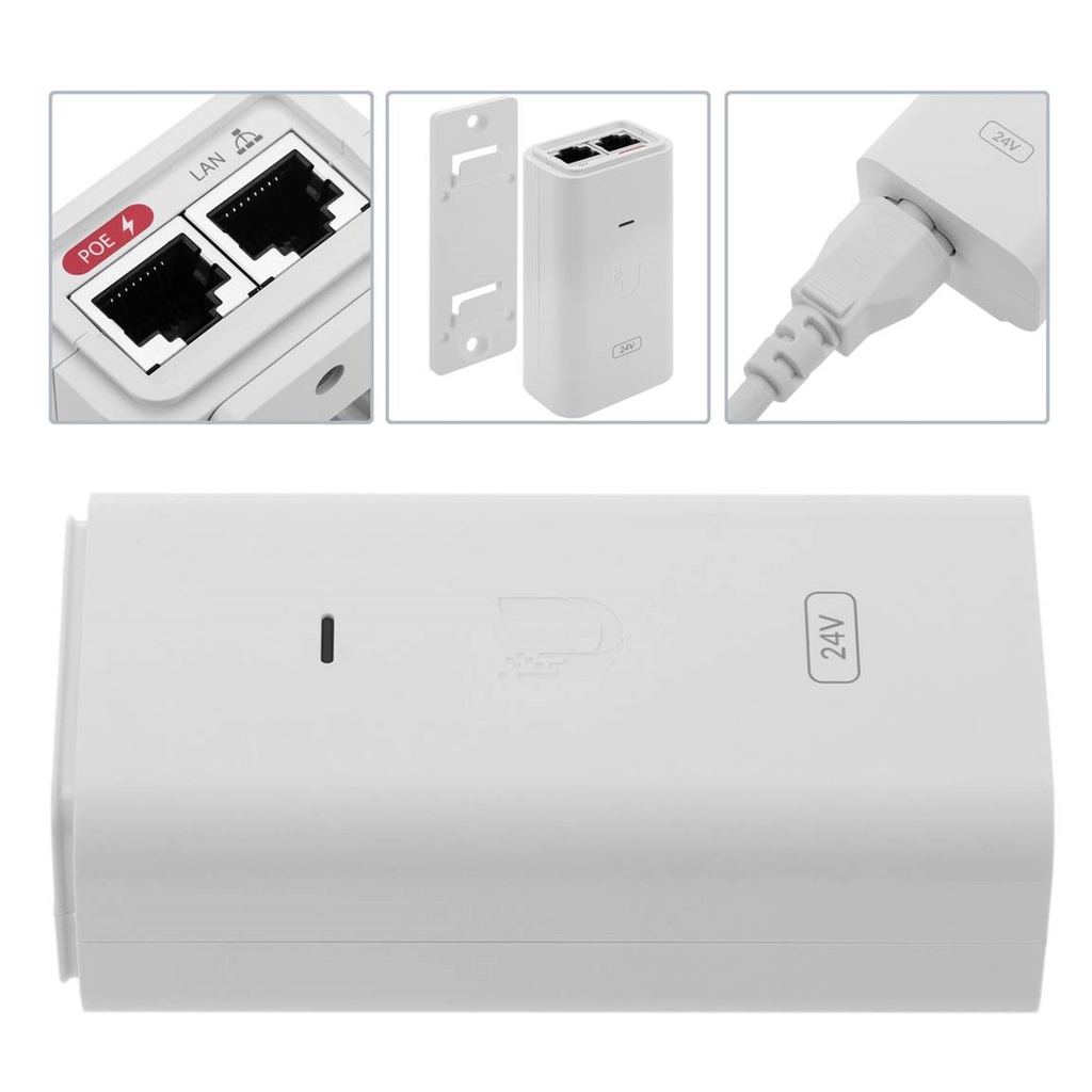 (POE-24-24W-G-WH) Ubiquiti - Adaptador PoE de 24VDC 1.0A 24W con Puerto Gigabit (Blanco)