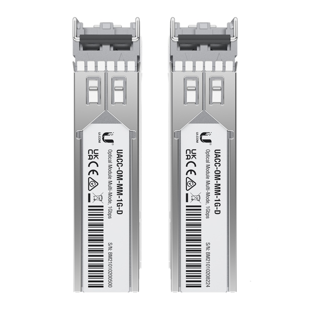 (UACC-OM-MM-1G-D-2) Ubiquiti - UFiber Módulo SFP Transceptor MiniGibic MultiModo 1.25Gbps Hasta 550 Metros Conectores LC (2-Pack)