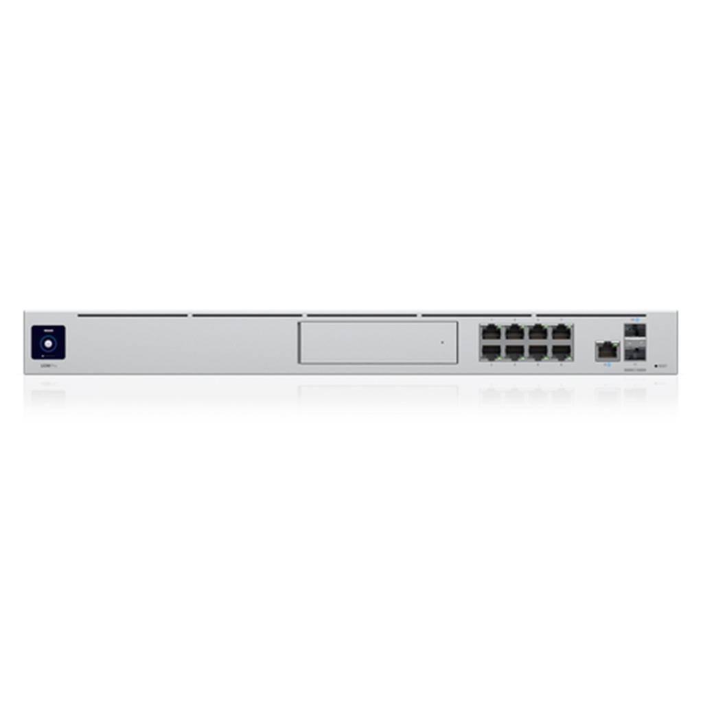 (UDM-Pro) Ubiquiti - UniFi OS Console Dream Machine Pro 1 puerto WAN Gigabit RJ45 1 puerto WAN 10G SFP+ 8 puertos LAN Gigabit RJ-45 UniFi