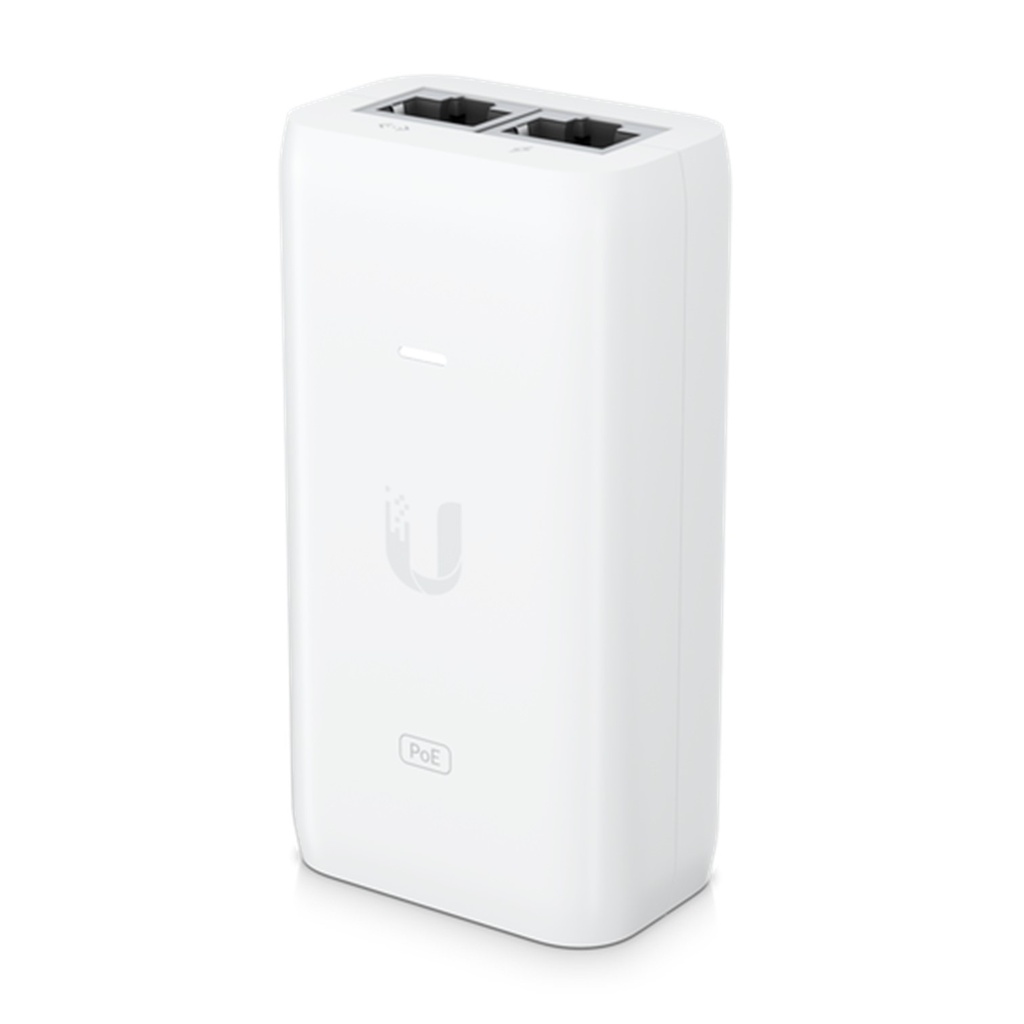 (U-POE-at) Ubiquiti - Adaptador PoE de 48VDC 0.65A 15W con Puerto Gigabit (Blanco)