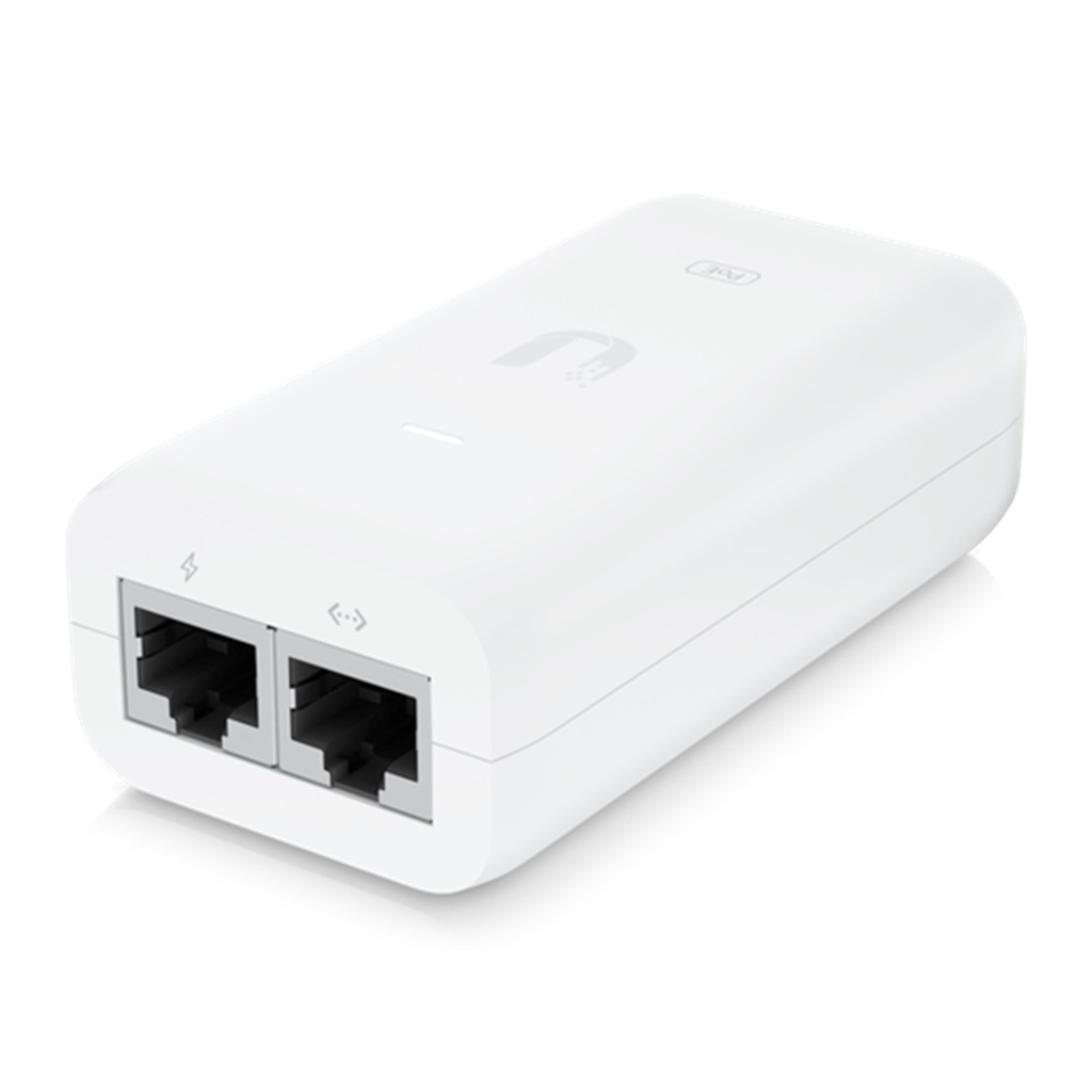 (U-POE-at) Ubiquiti - Adaptador PoE de 48VDC 0.65A 15W con Puerto Gigabit (Blanco)