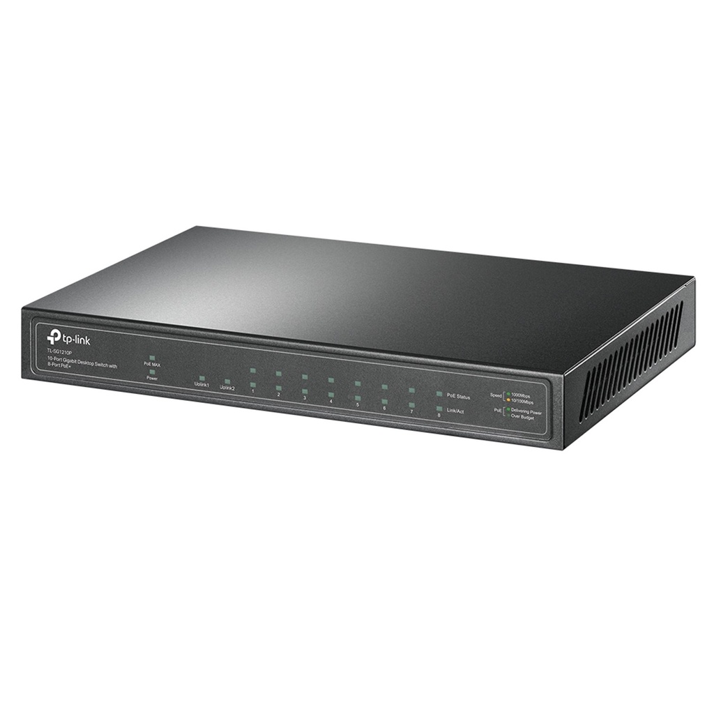 (TL-SG1210P) TP-Link - Switch de Escritorio Gigabit de 10 Puertos con PoE de 8 puertos
