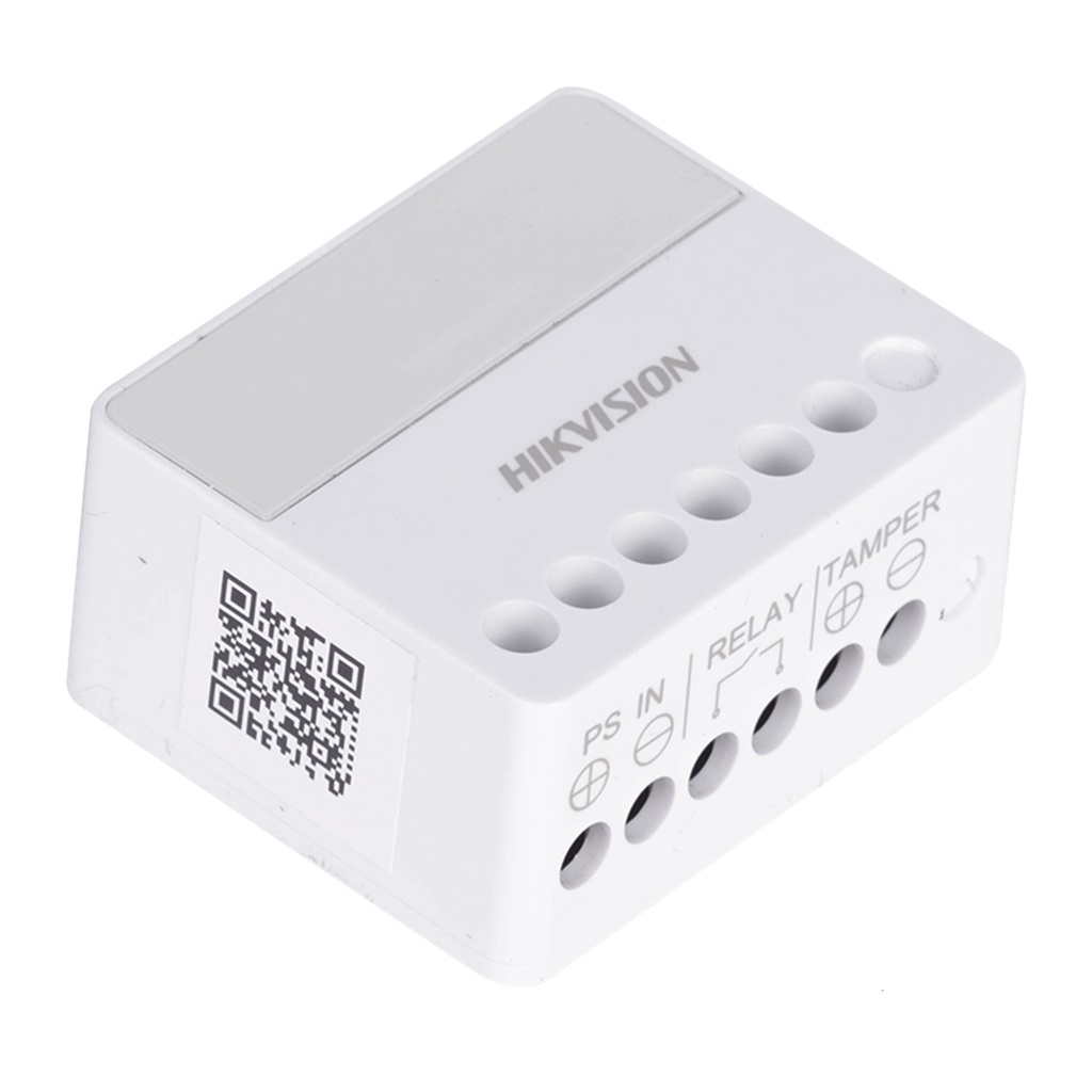 (DS-PM1-O1L-WB) Hikvision - Relevador Inalámbrico 1 Entrada de Alarma 24/7  1 Salida de Relevador 0 a 36 VCD (Max. 5 A)
