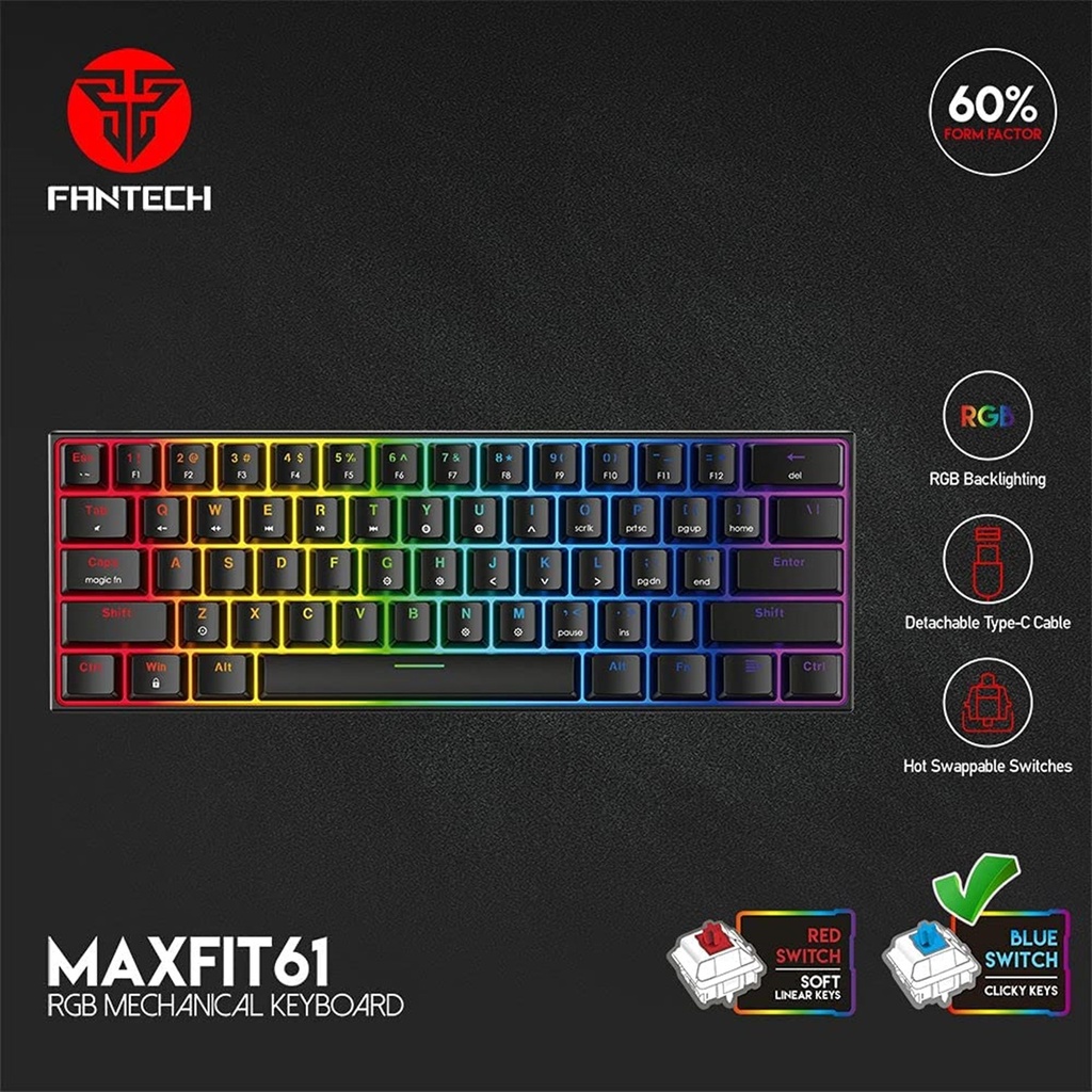 Teclado MaxFit 61 Ingles Gaming Fantech