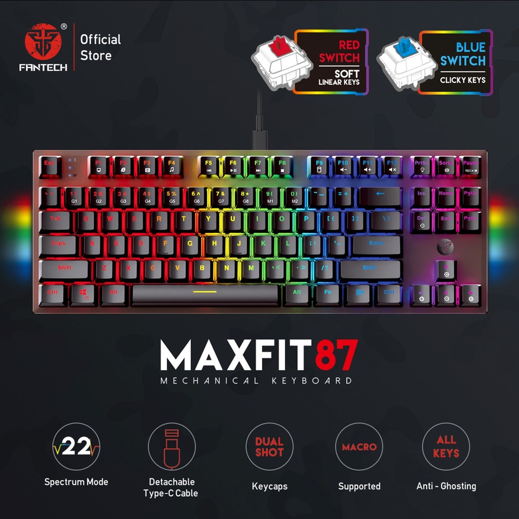 Teclado MaxFit 87 Ingles Gaming Fantech