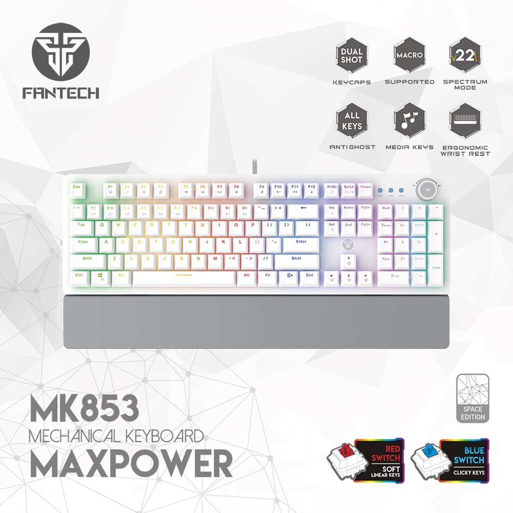 Teclado MaxPower MK853 Ingles (Blanco) Gaming Fantech