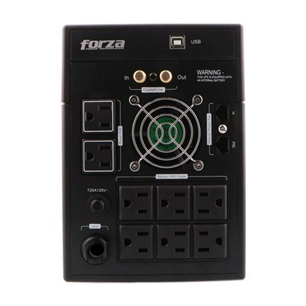 (FX-2200LCD) Forza - UPS Interactivo 2200VA/1200W Pantalla LCD 110V (8) x NEMA 5-15R + USB + Coaxial
