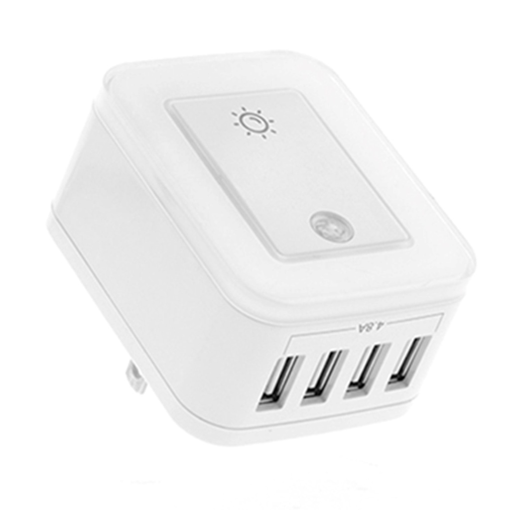 (FWT-4012USB) Forza - Protector + Estación de Carga Integral con 4 Puertos USB 5V 24W con Luz Nocturna