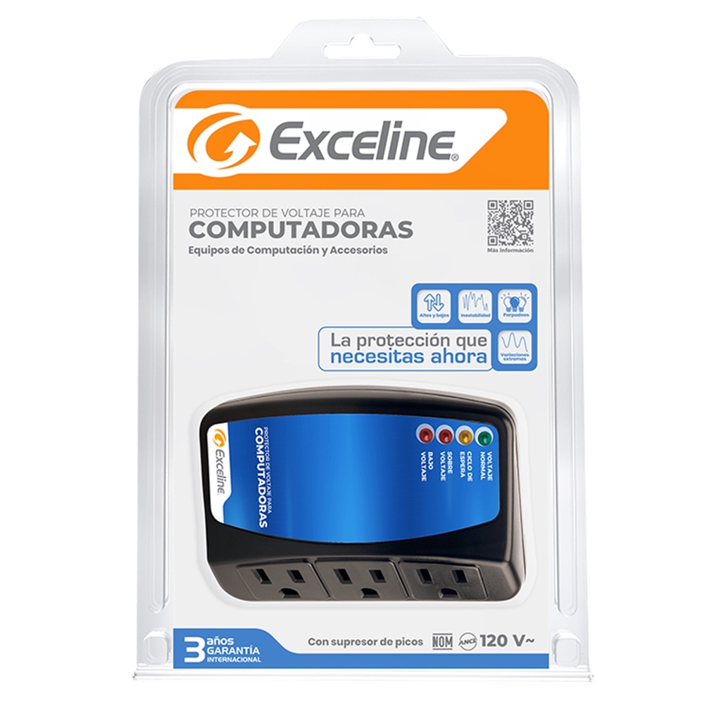(GSM-PC120) Exceline - Protector de Computadoras 110V (Enchufable)
