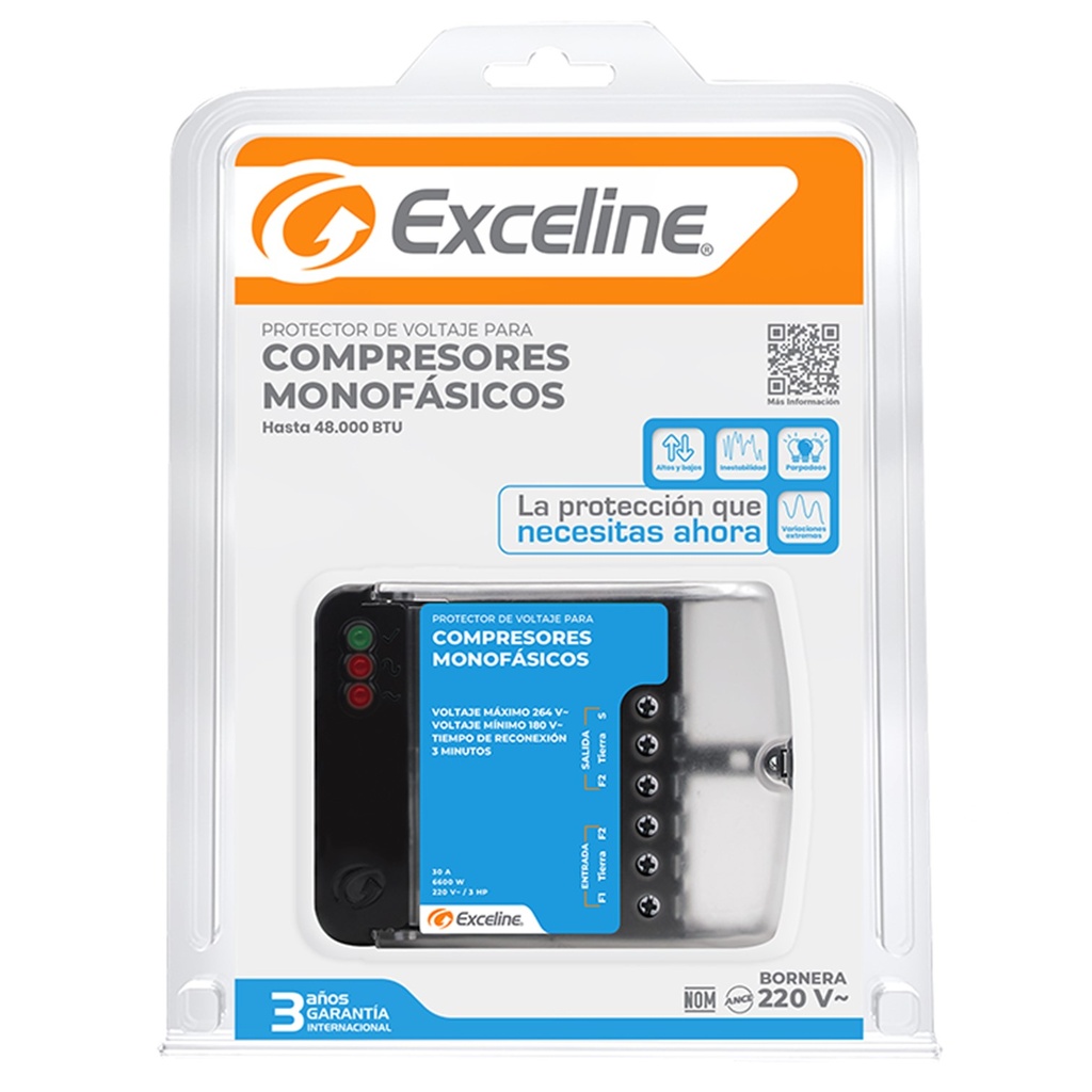 (GSM-RF220B/3) Exceline - Protector Compresores Monafasicos 220V (Bornera)