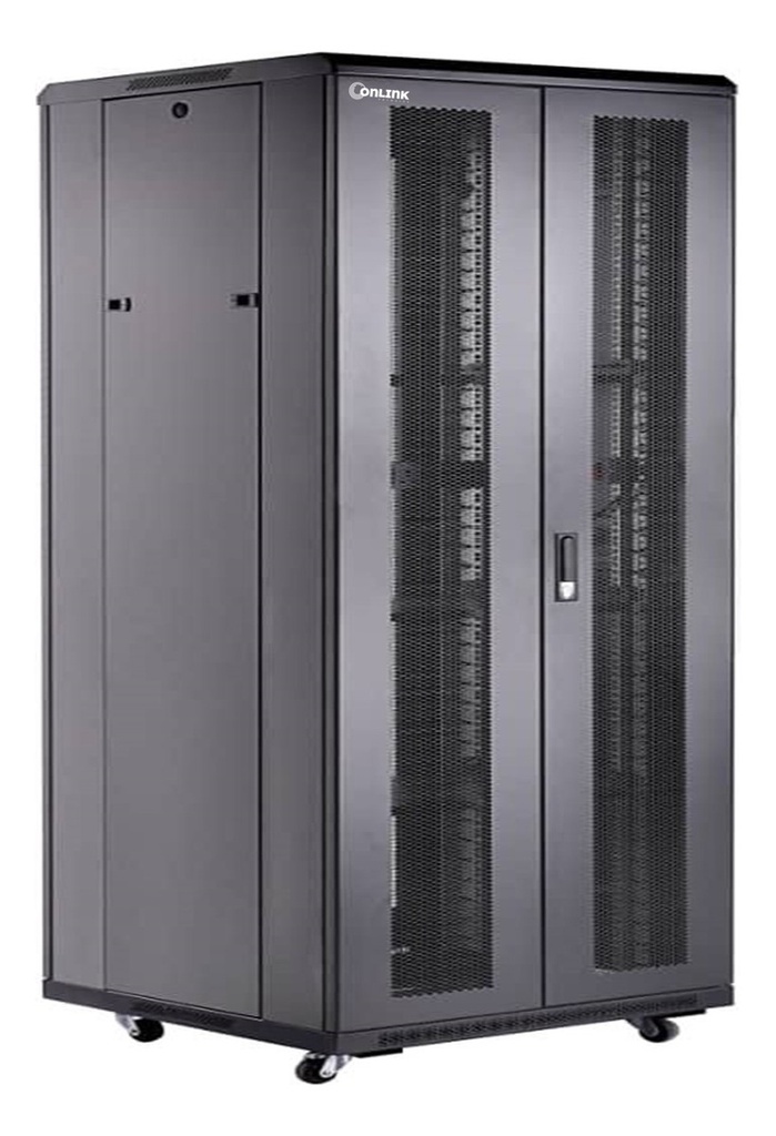 [FS6827-VDM/600x800] Onlink - Rack de Piso Cerrado 27U 600x800x1387mm con Puerta Frontal de Vidrio y Doble Puerta Trasera de Malla