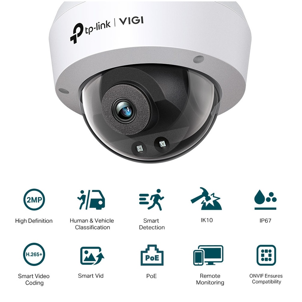 [C220I-2.8] Vigi by TP-Link - Cámara Domo IP POE HD [2MP] Lente 2.8mm