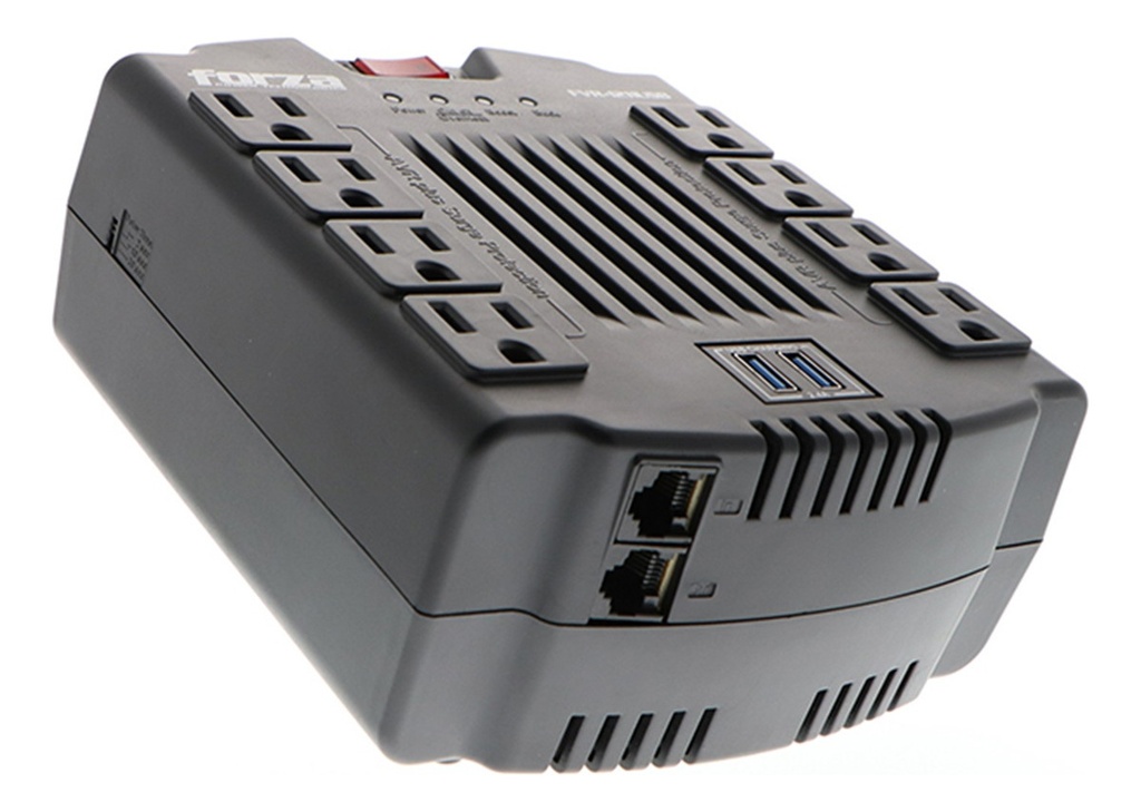 [FVR-1211USB] Forza - Regulador Automático de Voltaje 110V 1000VA/500W [8] x NEMA 5-15R + [2] USB