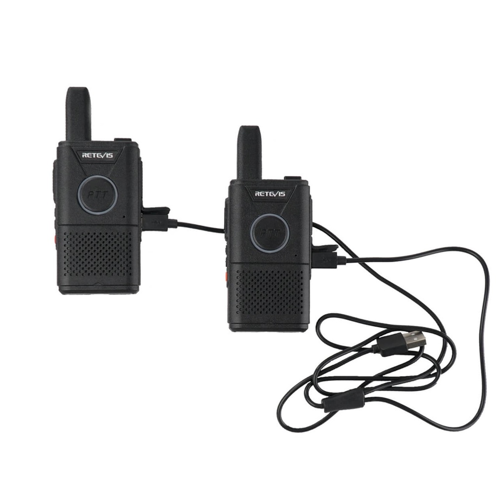Radios [Par] de 2 vías Dual PTT Walkie Talkies Recargable Clip de metal Carga USB Retevis RT18