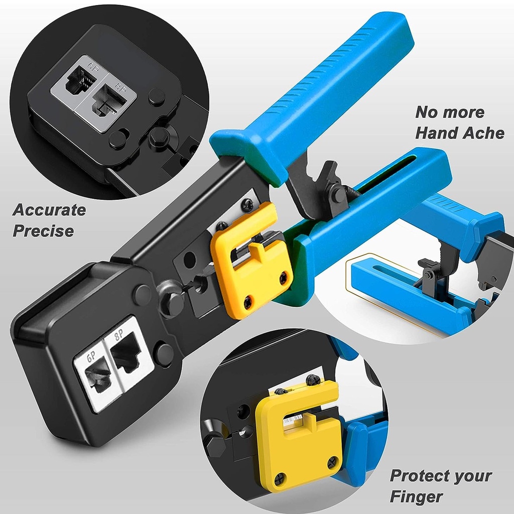 [CRI-PASS-RJ45/11/12] Yangoutool - Herramienta Crimpeador de Paso Regular y Final RJ45/RJ11/RJ12