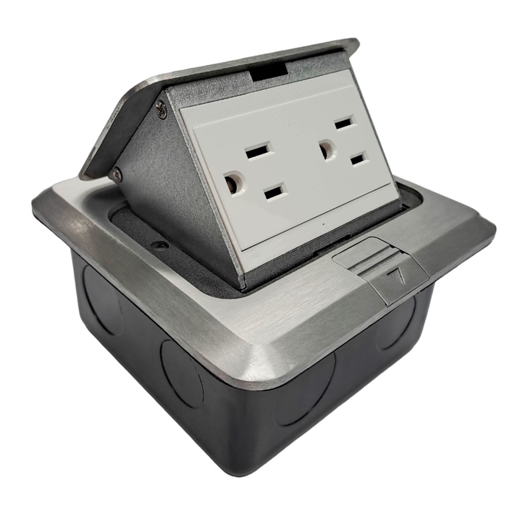 [IG-TDE] Igoto - Toma Corriente Doble para Empotrar con Cajetin 4x4 Acero Inoxidable