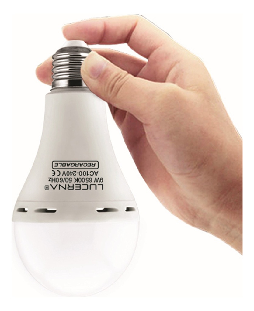 [9W-BE-E27-6.5K] Lucerna - Bombillo LED Bulbo Emergencia Recargable 9W 6500K Luz Fria 810lm Rosca E27