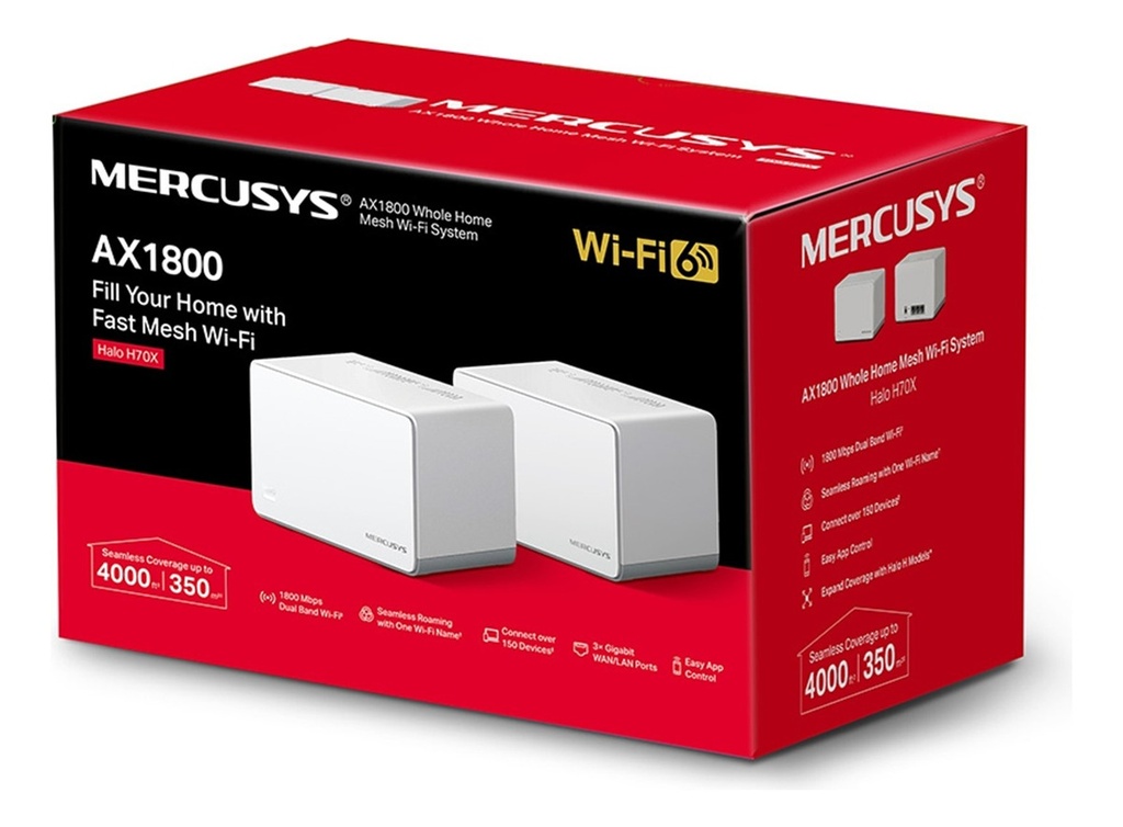 [HALO-H70X-2PACK] Mercusys - Router Inalambrico WiFi Mesh AX1800 [2 Unidades]