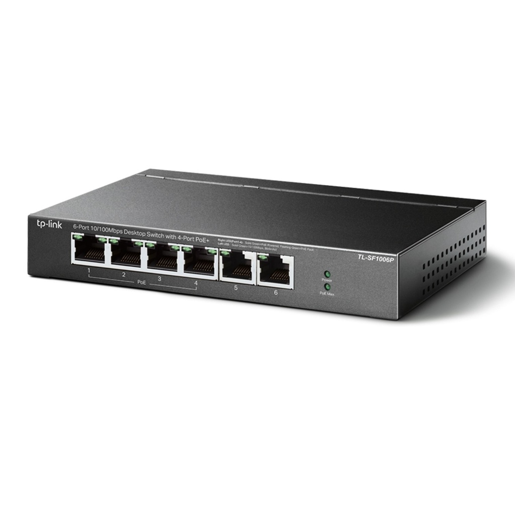 [TL-SF1006P] TP-Link - Switch de Escritorio/Rack de 6 Puertos a 10/100 con 4 Puertos POE