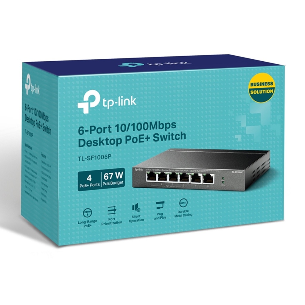 [TL-SF1006P] TP-Link - Switch de Escritorio/Rack de 6 Puertos a 10/100 con 4 Puertos POE