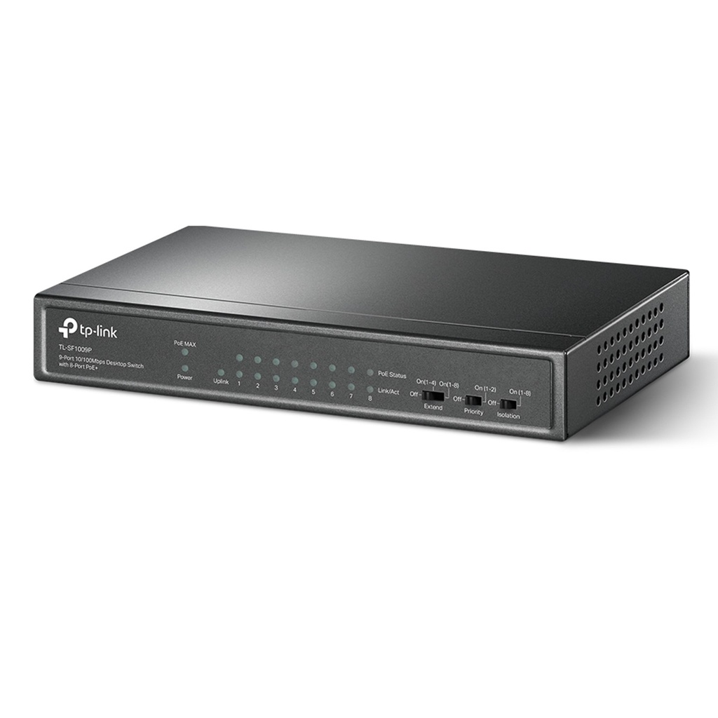 [TL-SF1009P] TP-Link - Switch de Escritorio de 9 Puertos a 10/100 Mbps con 8 Puertos POE