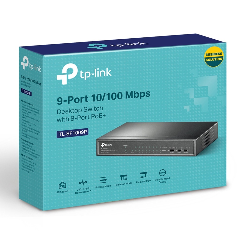 [TL-SF1009P] TP-Link - Switch de Escritorio de 9 Puertos a 10/100 Mbps con 8 Puertos POE