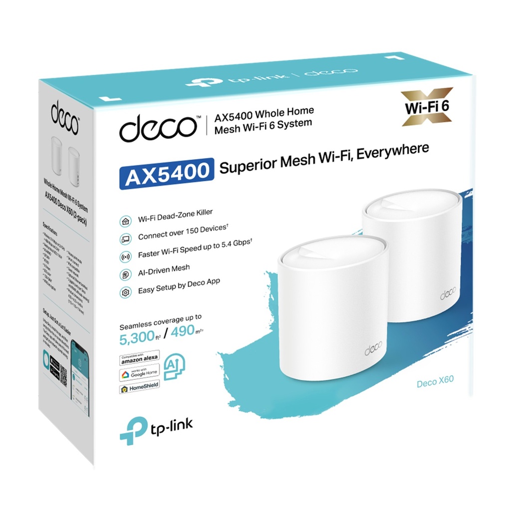 [DECO-X60-2PACK] TP-Link - Router Inalambrico WiFi Mesh Doble Banda AX3000 WiFi6 [2 Unidades]
