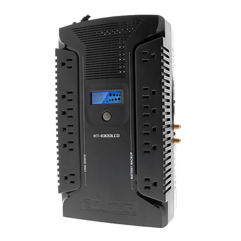 [HT-1000LCD] Forza - UPS Interactivo 1000VA/600W Pantalla LCD 110V [12] x NEMA 5-15R [6 en Reserva] + USB + Coaxial