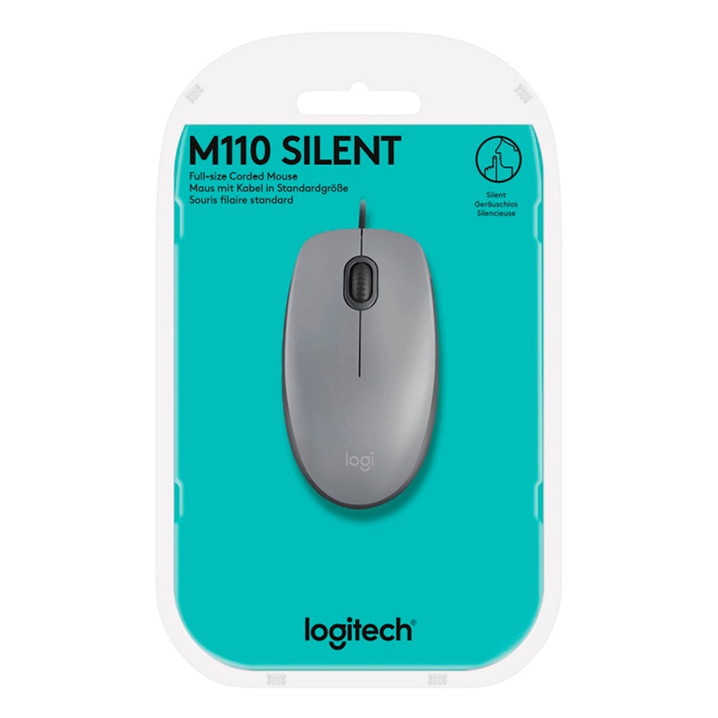 [M110-SILVER] Logitech - Mouse Optico Alambrico USB Silent [Plata]