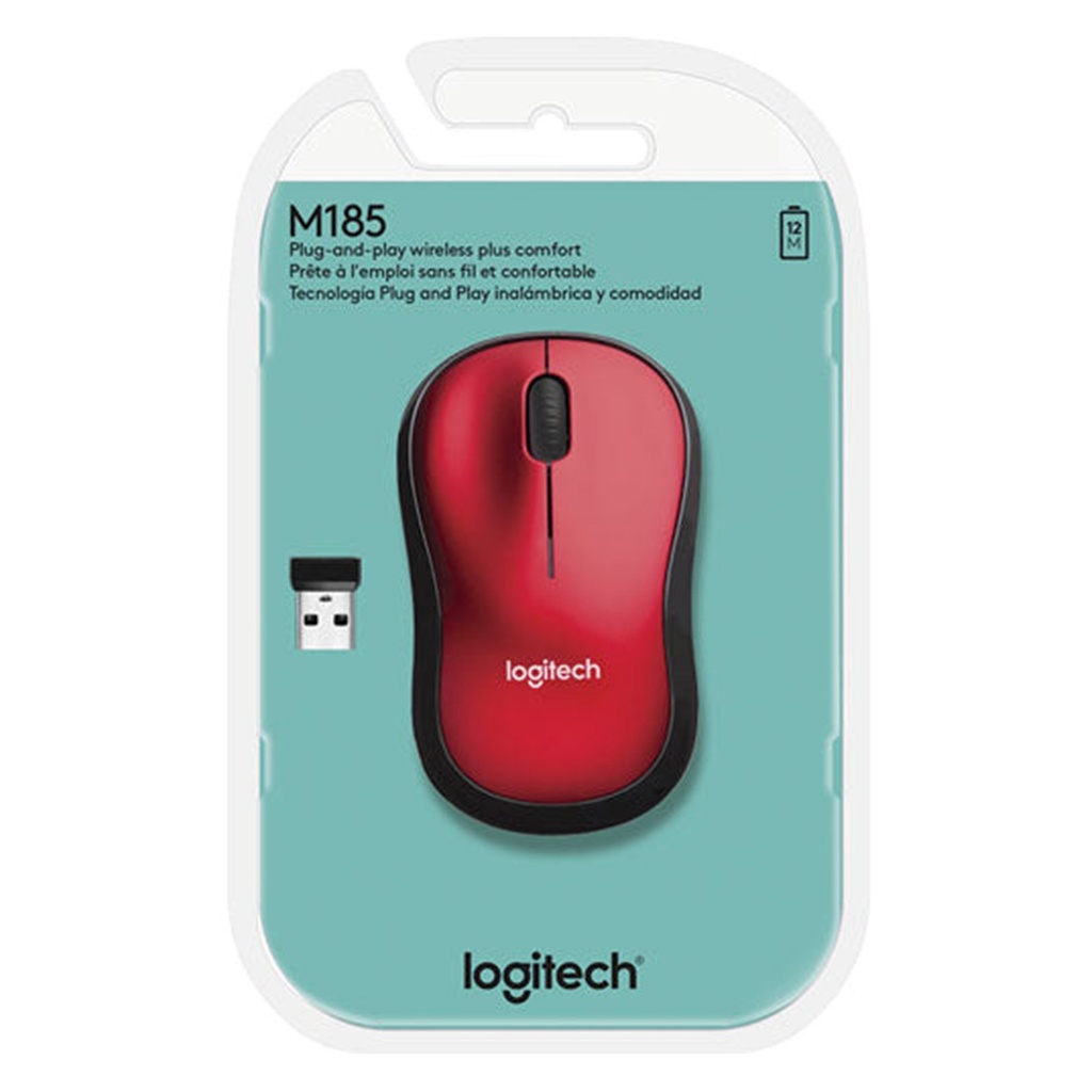 [M185-RED] Logitech - Mouse Inalambrico [Rojo]