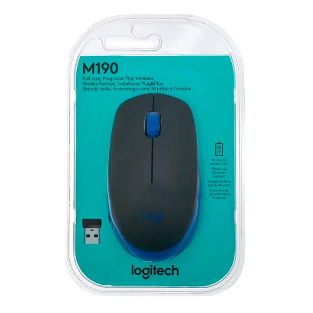 [M190-BLUE] Logitech - Mouse Inalambrico [Azul]