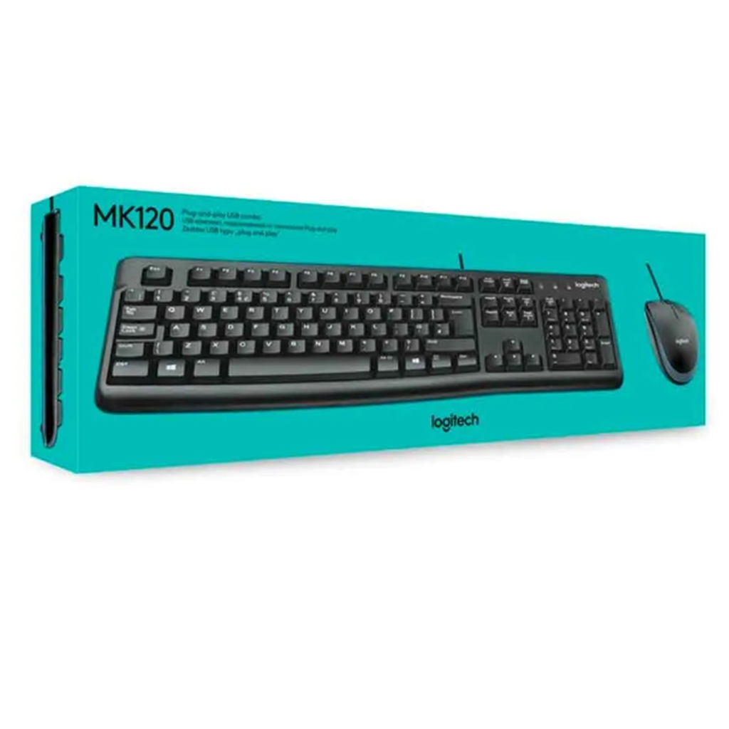[MK120-BLACK ] Logitech - Combo Teclado y Mouse Alambrico USB [Español] [Negro]