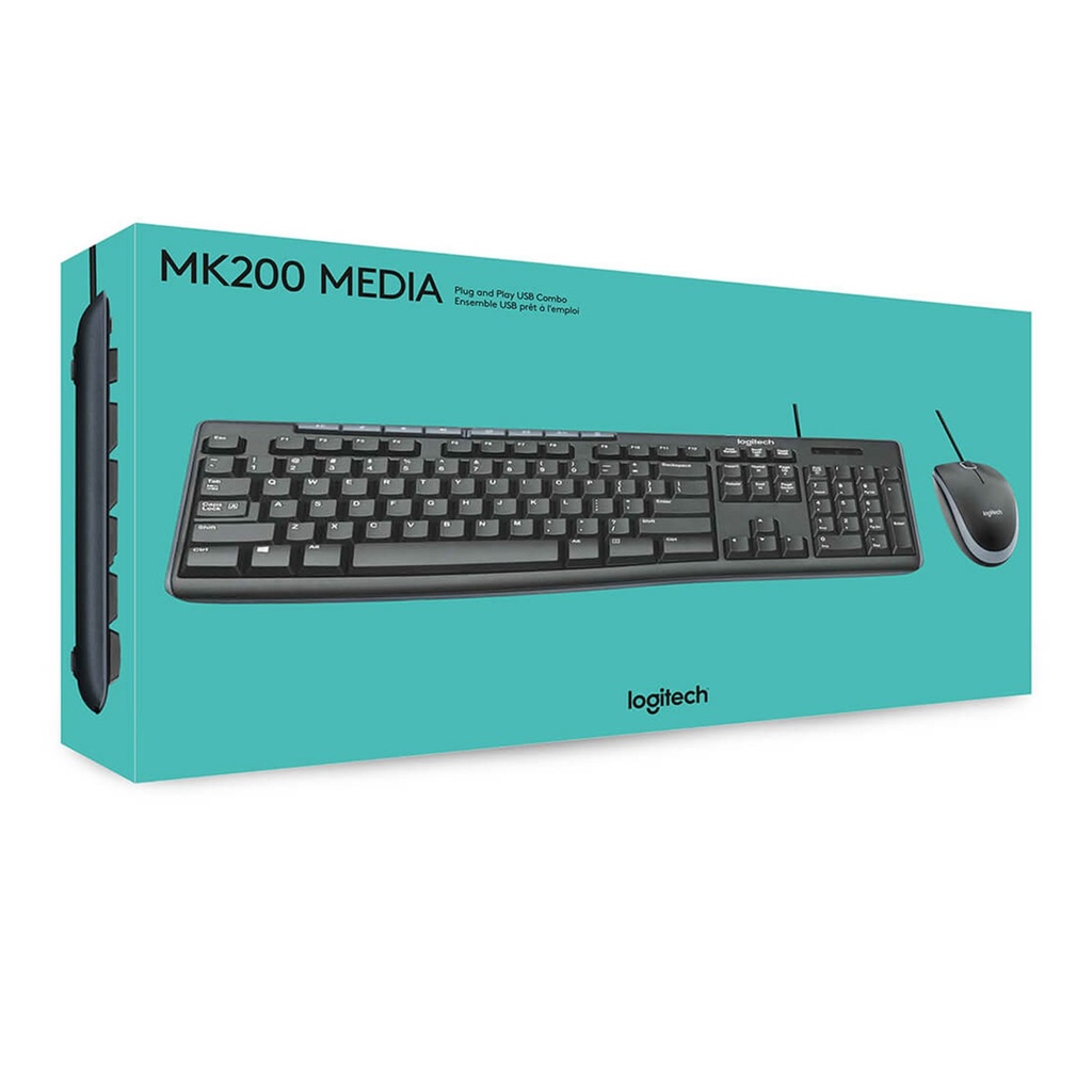 [MK200-BLACK] Logitech - Combo Teclado y Mouse Alambrico USB [Español] [Negro]