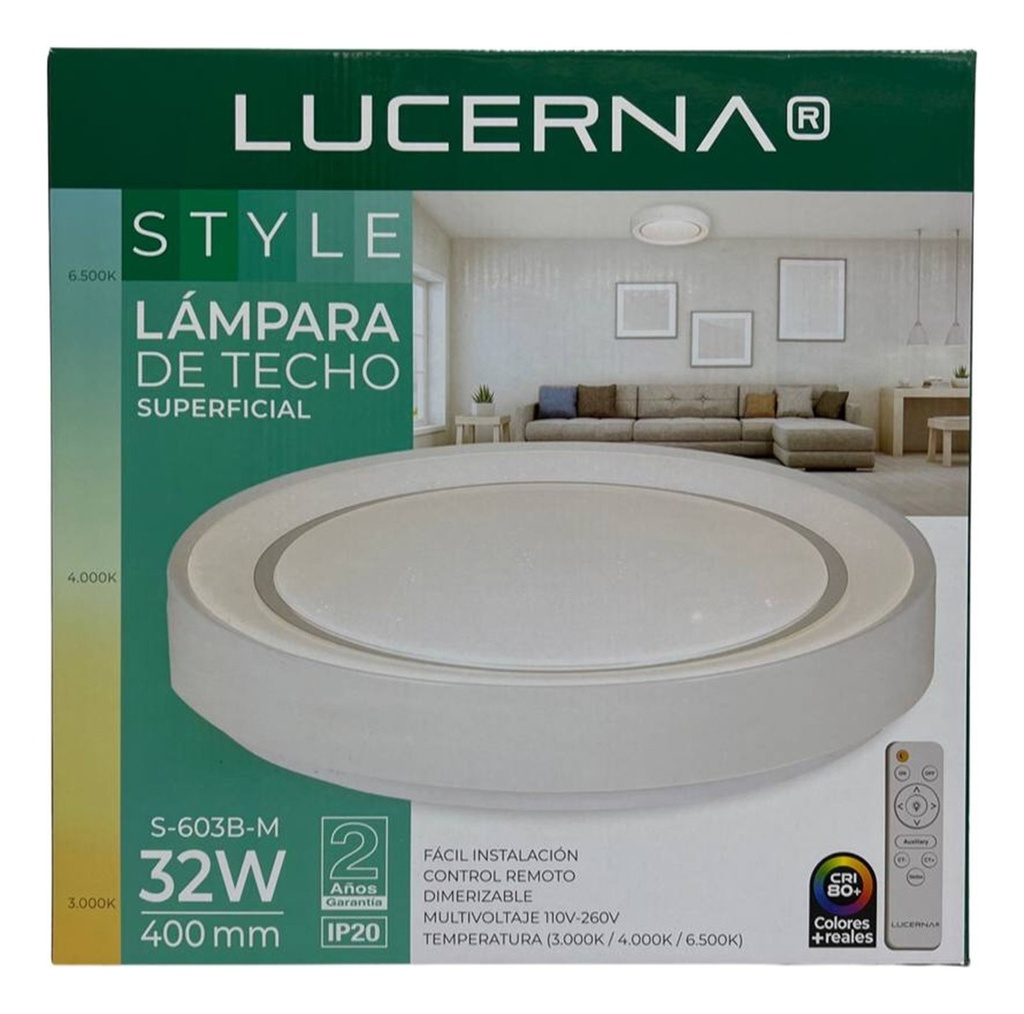 Lampara Plafon Decorativo 32w Dimerizable C/control S-603b-m